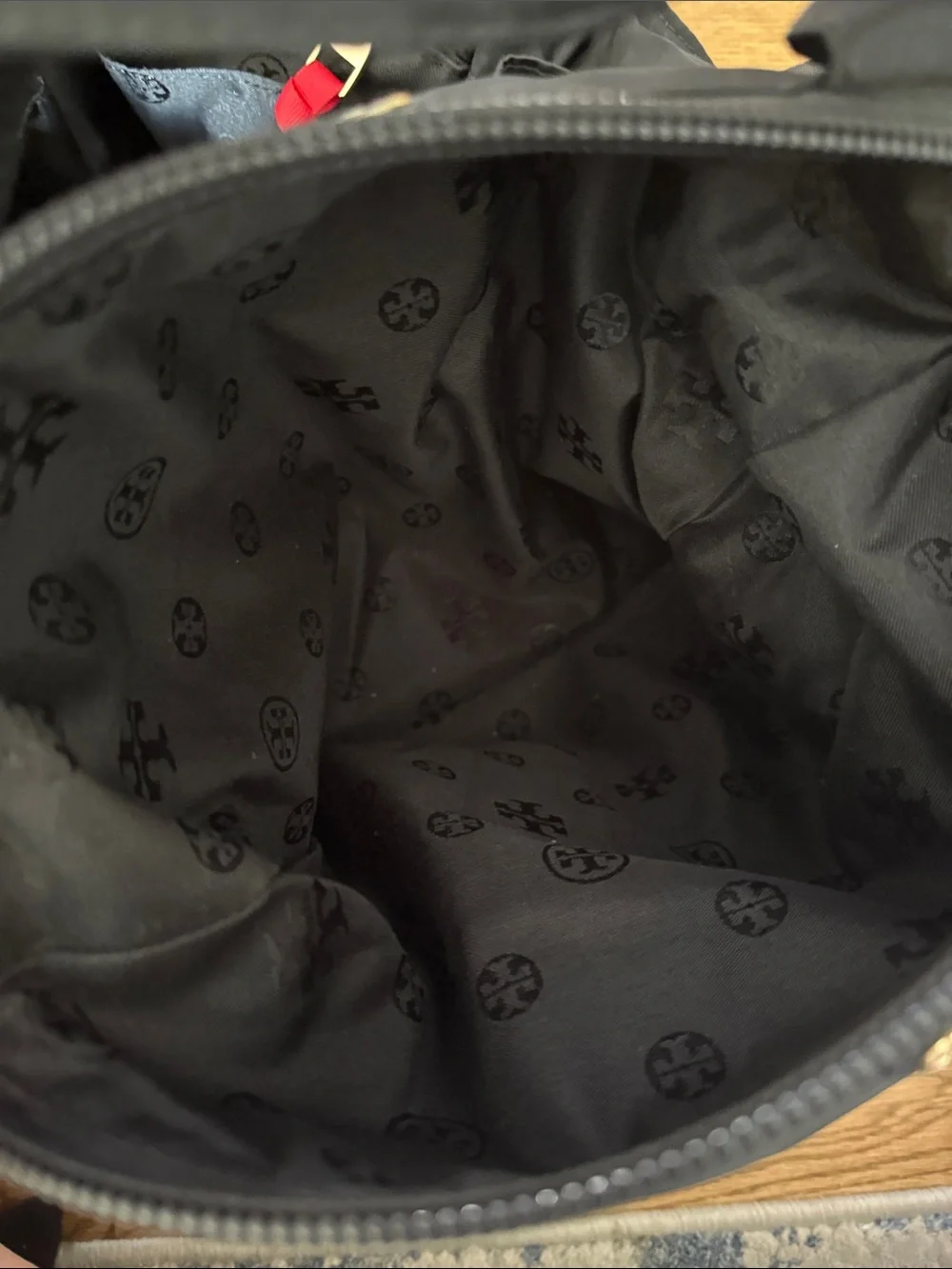 Used Tory Burch Black Nylon Duffel Bag with Logo Detail